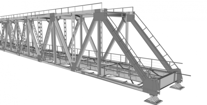 Iš lazerinio skenavimo duomenų parengtas tilto 3D modelis. 