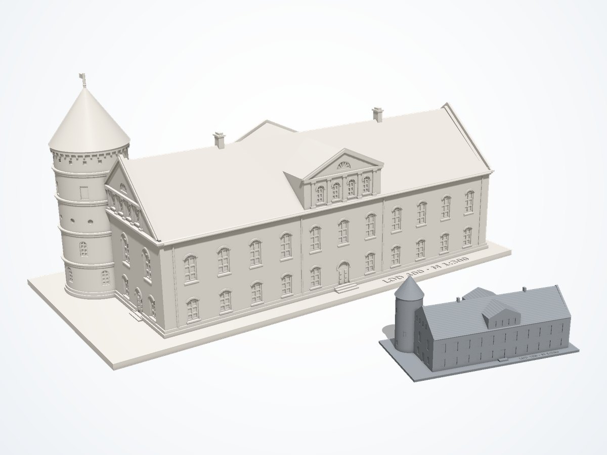 3D spausdintas pastato maketas ir suvenyras