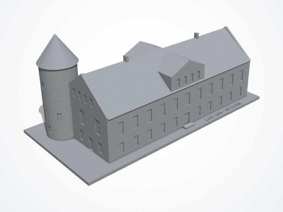3D spausdintas pastato suvenyras iš PLA plastiko, LOD 200